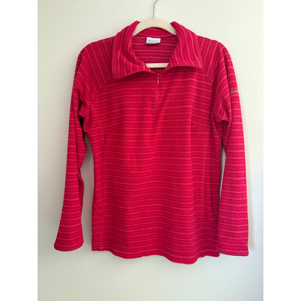 Columbia Sportswear Fleece Pullover Women's L Pink‎ Orange Stripe